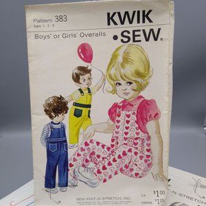 Vintage Sewing PATTERN Sew Knit n Stretch 383, Kwik Sew 1969 Unisex Boy or Girl